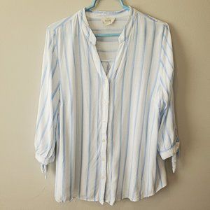 Perch by Blue Pepper white & blue strpe blouse 2X